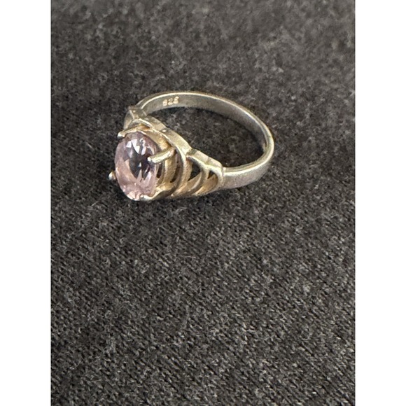 Vintage Sterling Silver Size 5 Amethyst Heart Ring  #351 - Picture 6 of 7